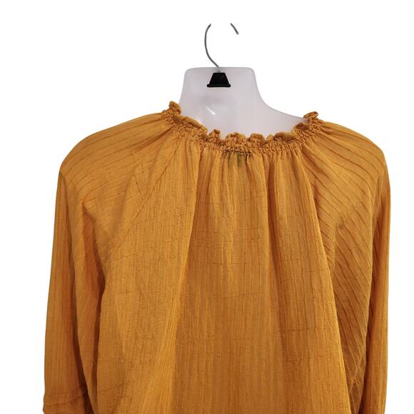 Torrid Long Sleeve Stripe Gauze Lace-Up Peasant Blouse Casual Top Yellow Size 2X - Picture 8 of 12